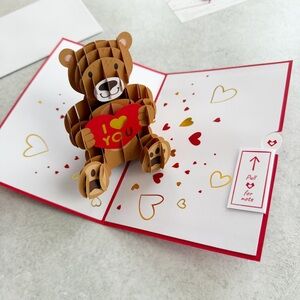 New Lovepop Valentines Day Card Love Bear Pop Up Greeting Card 3D Romantic NEW